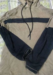 Distressed Hoodie with Stripe Detail