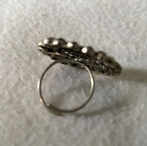 Exquisite Oxidized Silver Cocktail Ring