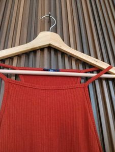 Red Spaghetti Strap Midi Dress
