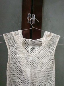 Sheer White Crochet Mini Dress