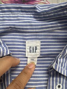 Blue Striped Button-Up Shirt