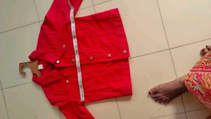 Vibrant Red Denim Jacket