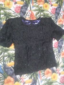 Sparkling Embellished Black Blouse