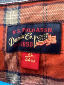 U.S Polo Assn. Men's Orange Plaid Shirt