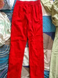 Vibrant Red Ethnic cigarette pant