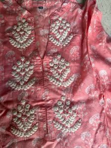 Pretty blush pink Block Print Kurta