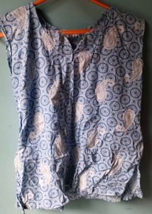 Blue Paisley Print Kurta / cotton