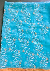 Sky-blue Embroidered Dupatta 💙