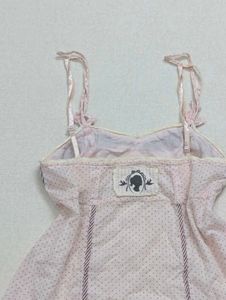 Y2k Coquette Baby Pink Polka Dot Babydoll Top