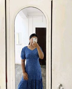 Blue Polka Dot Maxi Dress
