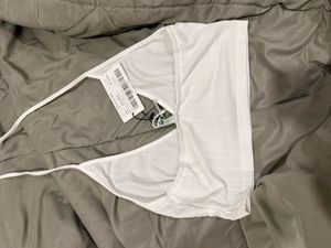White Halter Neck Ribbed Bralette