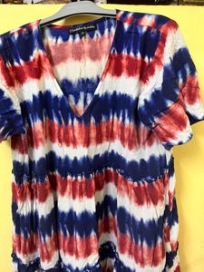Boho Tie-Dye V-Neck Tiered Dress