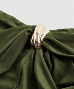 Olive green Off-Shoulder Twist Front Top