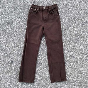 Zara brown straight jeans