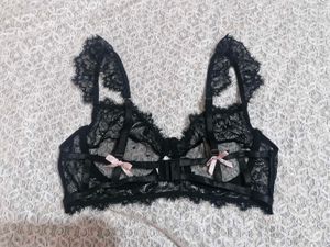 Sheer Black Lace bra with two briefs