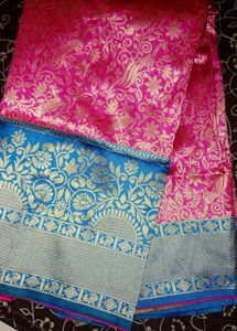 Beautiful Pink & Blue Silk Saree
