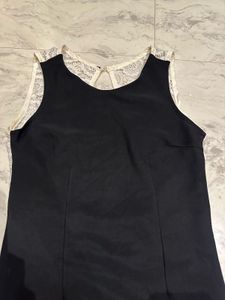 Black Lace Trimmed Mini Dress