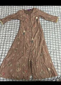 Embroidered Button-Down Maxi Kurta