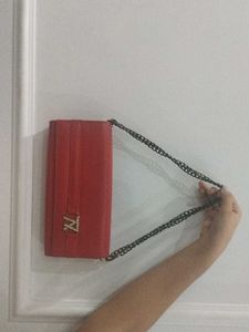 Red Chain Strap Clutch