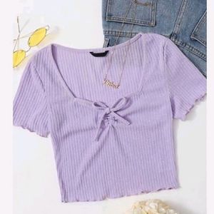 Ribbed Lavender Crop Top