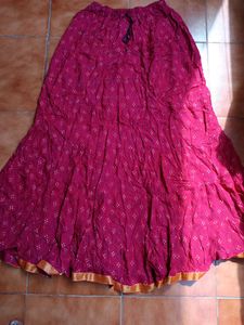 Vibrant Pink Bandhani Print Ethnic Skirt brand new