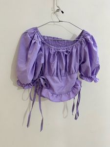 Cute Lavender Puff Sleeve Top