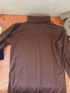 AJIO Brown Turtleneck Top