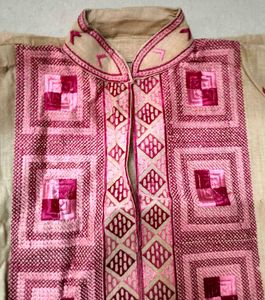 Embroidered Kurta Top - Pink & Beige
