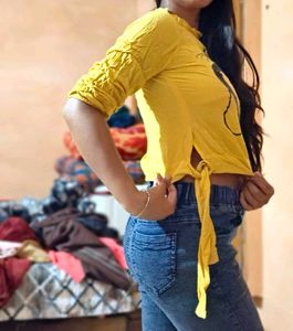Yellow Cat Print Top