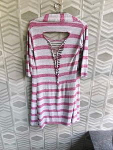 Striped Open Front Cardigan