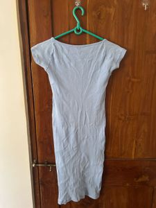 Light Blue Ribbed mini Dress