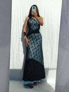 Lace One-Shoulder Maxi Dress