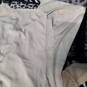 Sheer Sleeve Button-Up Top