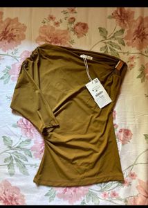 Zara Asymmetrical polyamide top