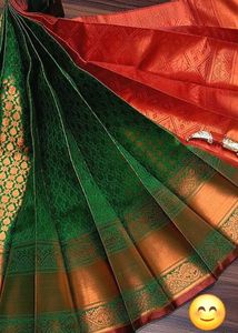 Green &amp; Red Silk Saree