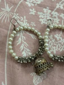 Pearl Hoop Earrings with Jhumka