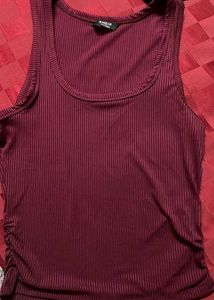 Maroon Ribbed Racerback Tank Top
