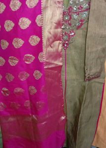 Embellished Olive Green Kurta