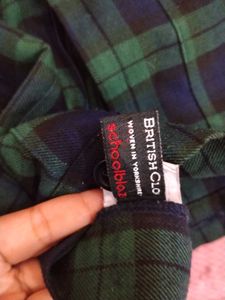 Korean Plaid green school girl Flared Skirt
