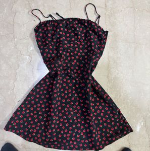 Cute Black Floral Mini Dress