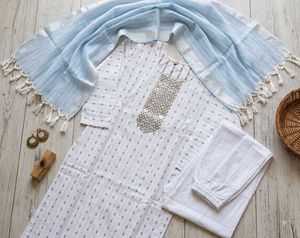 Elegant sky blue Ethnic Kurta Set with Dupatta