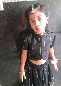 Girls' Black Lehenga Choli Set