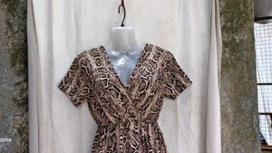 I. Snake Print Wrap Dress