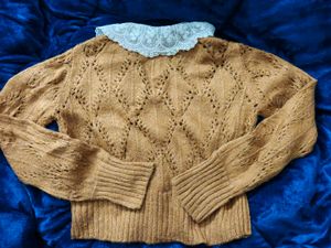 Lace Collar Knit Cardigan