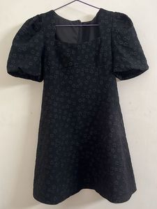 Black Puff Sleeve Mini Dress