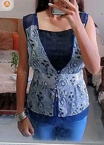 Sheer Paisley Print Sleeveless Top