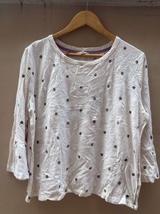 White Polka Dot Bell Sleeve Top