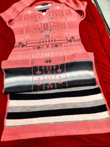 Peach Knit Woollen Kurta With Pocket 🌸