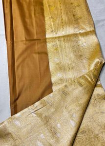 Pastel Mustard Golden Silk Saree