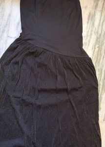 Black Strapless Midi Dress